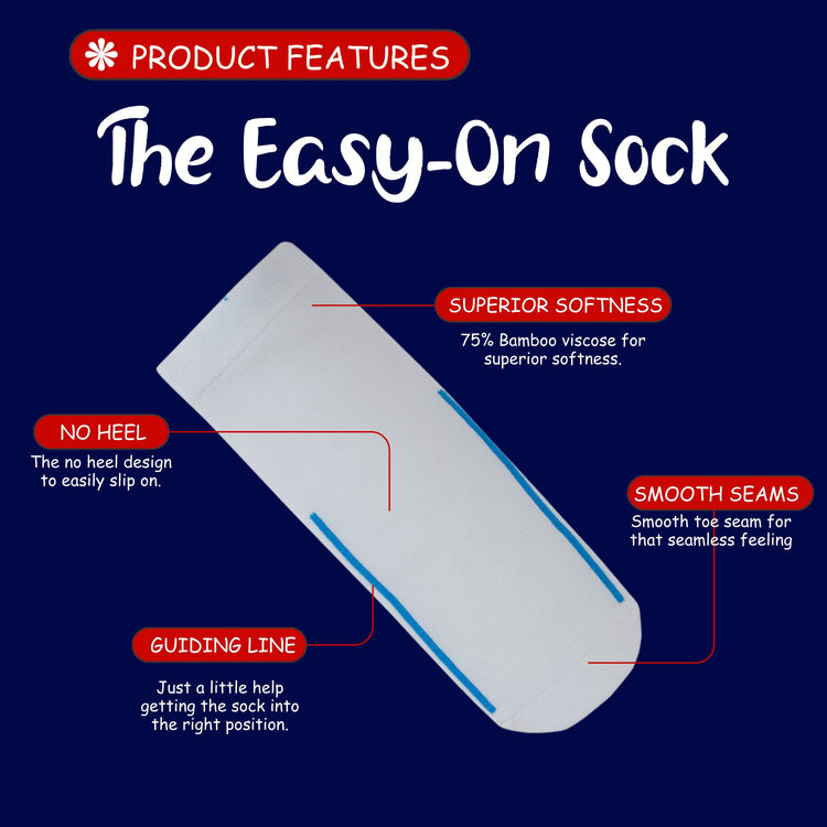 The supersoft easy-on seamless sock with guiding line