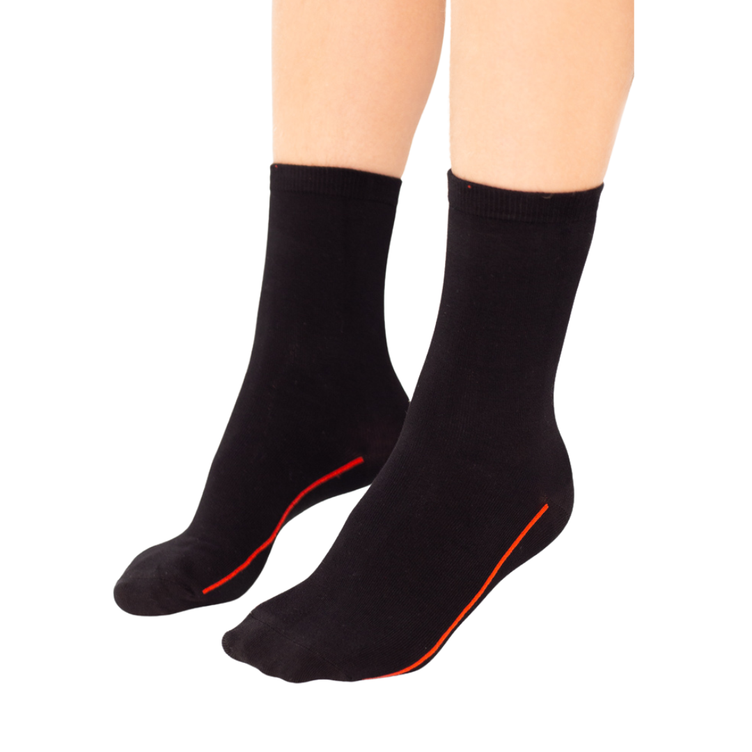 Seamless Feel Classic Socks with Guiding Line Black (Pack of 5)