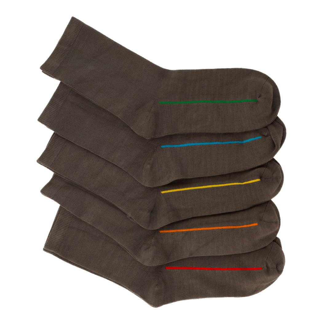 Seamless Feel Classic Socks with Guiding Line Grey (Pack of 5)