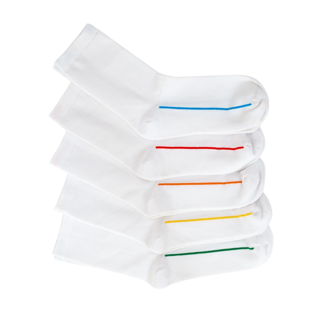 Seamless Feel Classic Socks with Guiding Line White (Pack of 5)