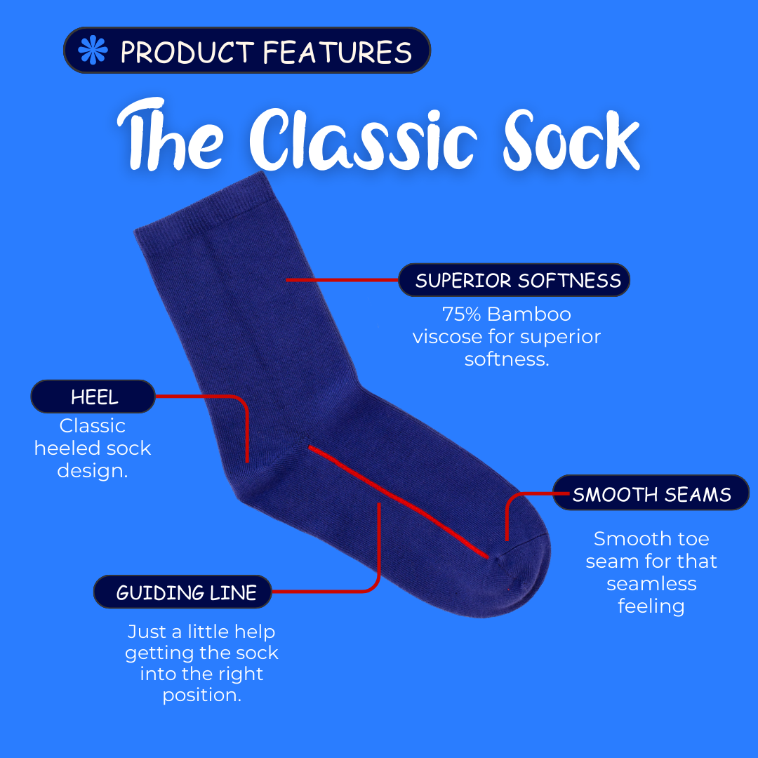 Seamless Feel Classic Socks with Guiding Line in Blue(Pack of 5)