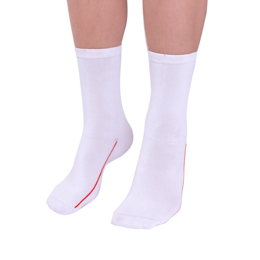 Seamless Feel Classic Socks with Guiding Line White (Pack of 5)