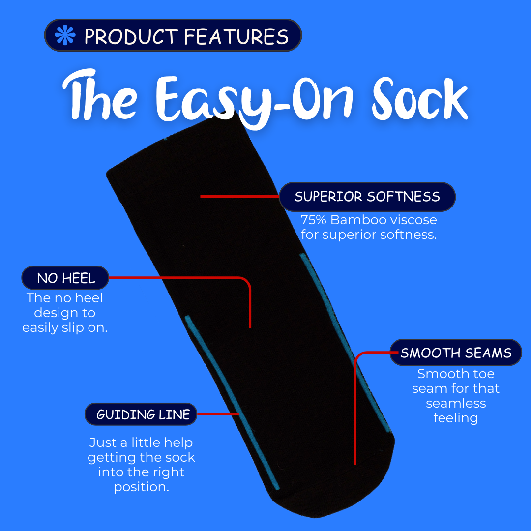 Seamless Feel Easy-on Socks with Guiding Line Black (Pack of 5)