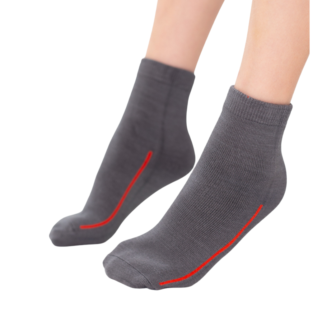 Seamless Feel Easy-on Socks with Guiding Line Grey (Pack of 5)