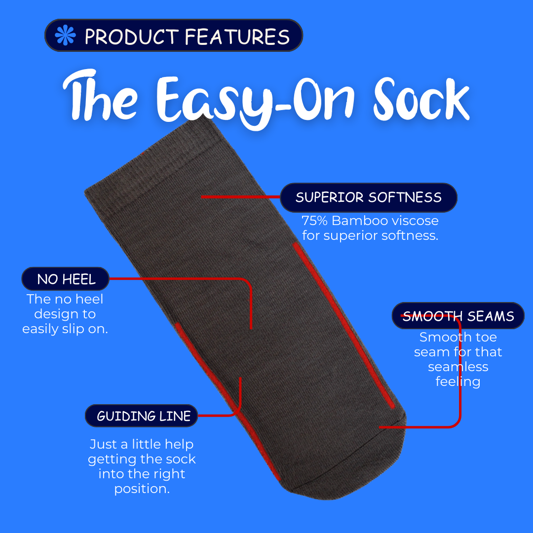 Seamless Feel Easy-on Socks with Guiding Line Grey (Pack of 5)