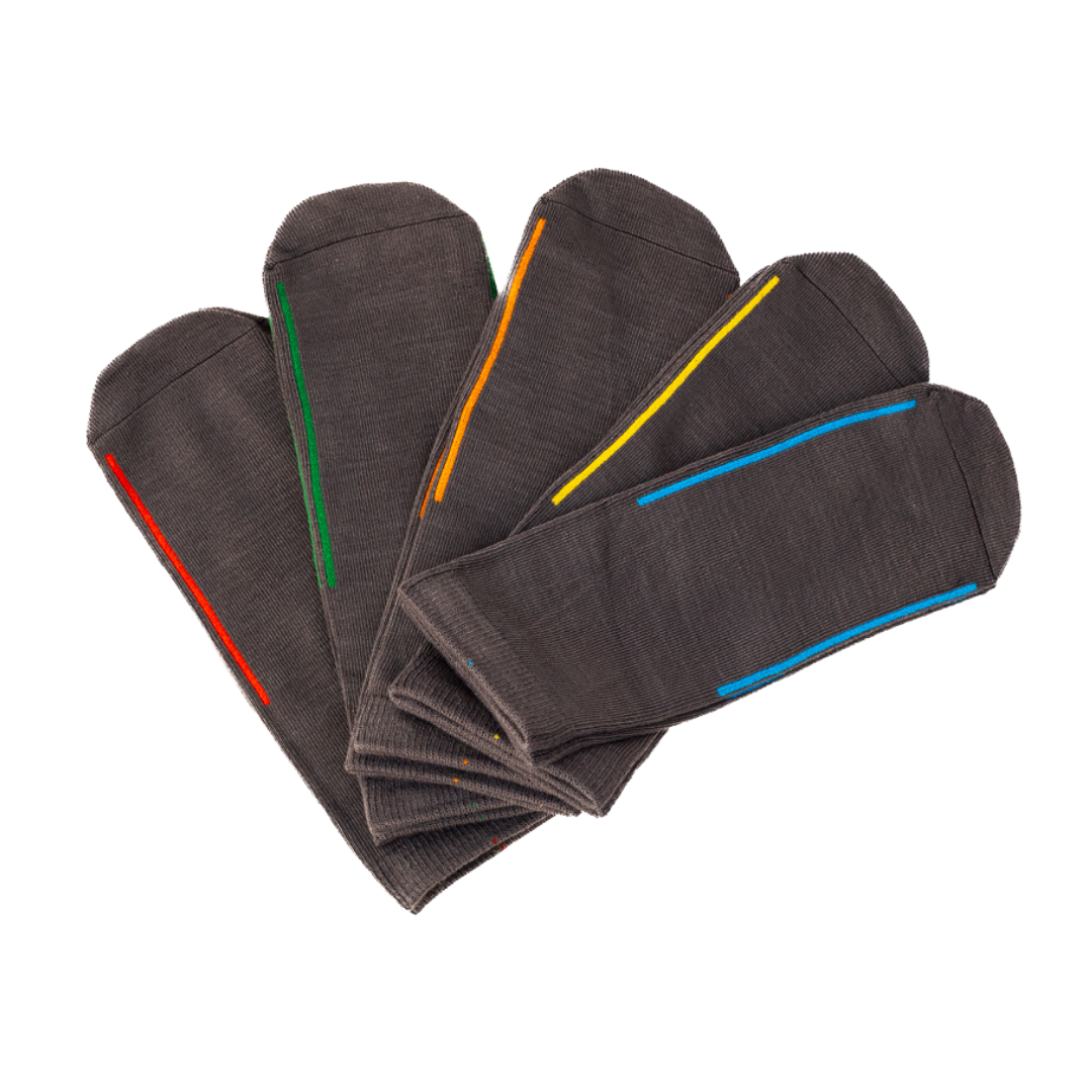 Seamless Feel Easy-on Socks with Guiding Line Grey (Pack of 5)