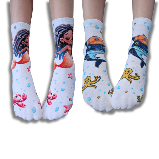 Seamless Feel Printed Sensory Socks Shark (Pack of 5)