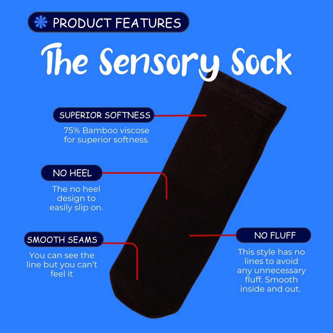 Seamless Feel Sensory Socks in Black (Pack of 5)