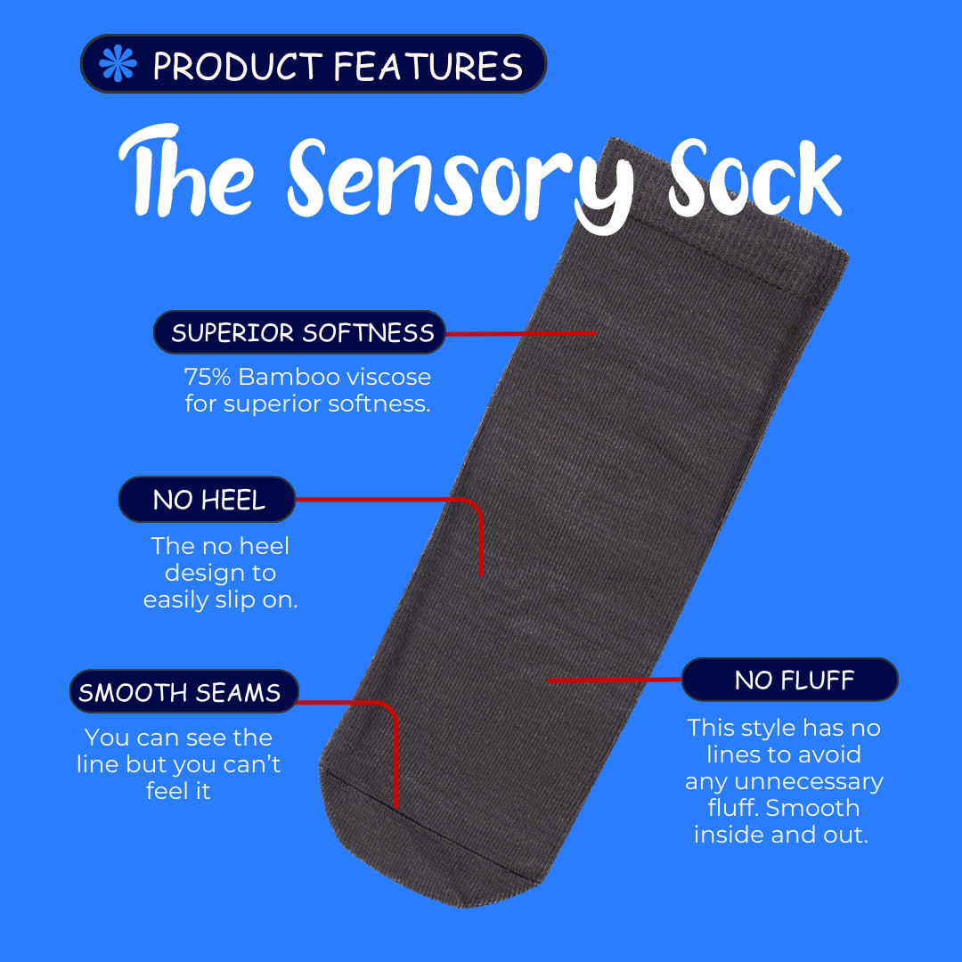 Seamless Feel Sensory Socks in Dark Grey (Pack of 5)