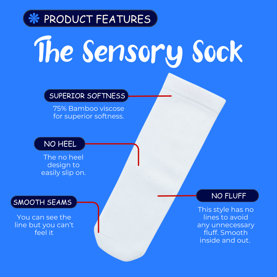 Seamless Feel Sensory Socks in White (Pack of 5)