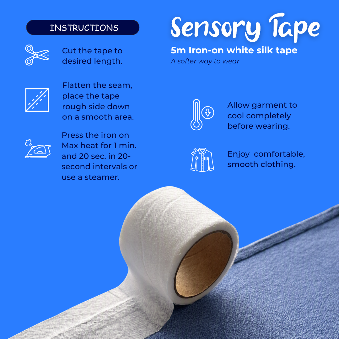 Sensory Tape 5m Iron-On White Silk Comfort Tape