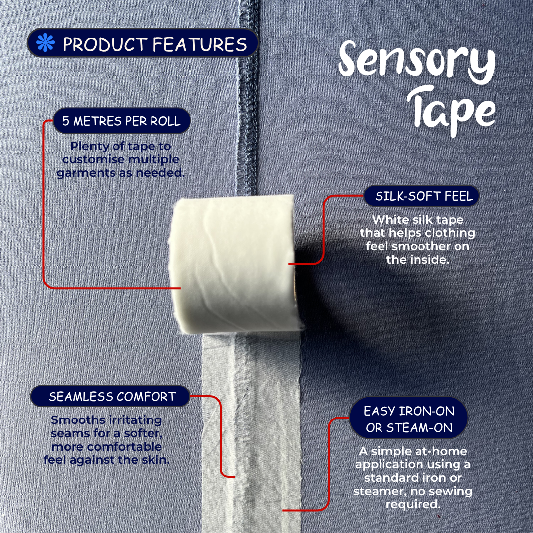 Sensory Tape 5m Iron-On White Silk Comfort Tape