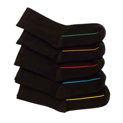 Seamless Feel Classic Socks with Guiding Line Black (Pack of 5)