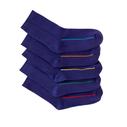 Seamless Feel Classic Socks with Guiding Line in Blue(Pack of 5)