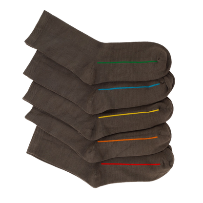 Seamless Feel Classic Socks with Guiding Line Grey (Pack of 5)