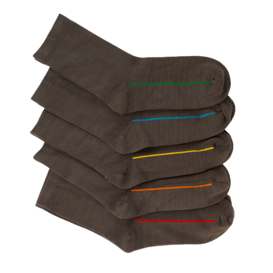 Seamless Feel Classic Socks with Guiding Line Grey (Pack of 5)