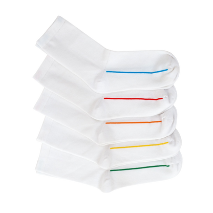 Seamless Feel Classic Socks with Guiding Line White (Pack of 5)