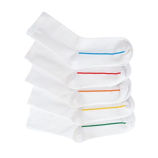 Seamless Feel Classic Socks with Guiding Line White (Pack of 5)