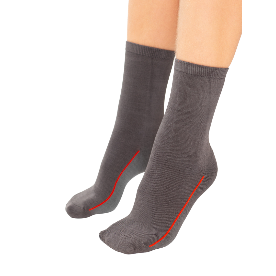 Seamless Feel Classic Socks with Guiding Line Grey (Pack of 5)