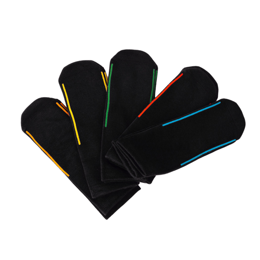 Seamless Feel Easy-on Socks with Guiding Line Black (Pack of 5)