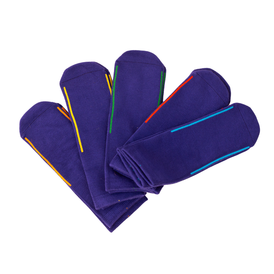 Seamless Feel Easy-on Socks with Guiding Line Blue (Pack of 5)