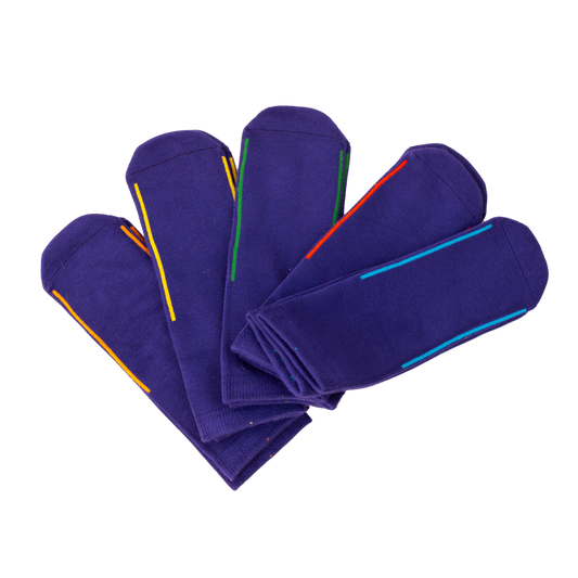 Seamless Feel Easy-on Socks with Guiding Line Blue (Pack of 5)