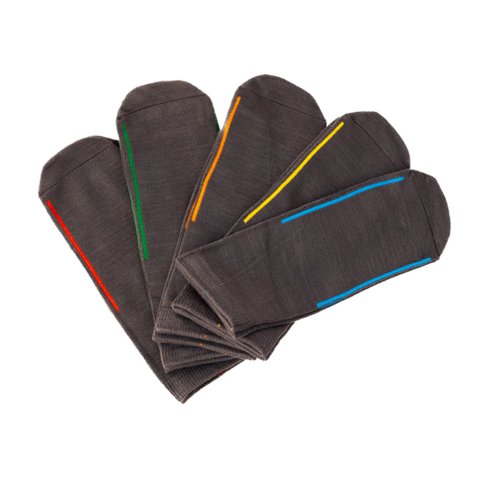 Seamless Feel Easy-on Socks with Guiding Line Grey (Pack of 5)