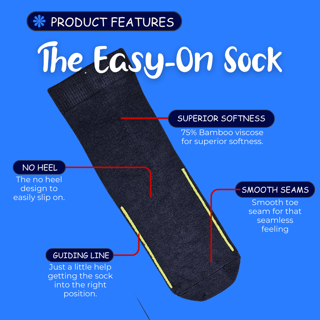 Seamless Feel Easy-on Socks with Guiding Line Navy (Pack of 5)