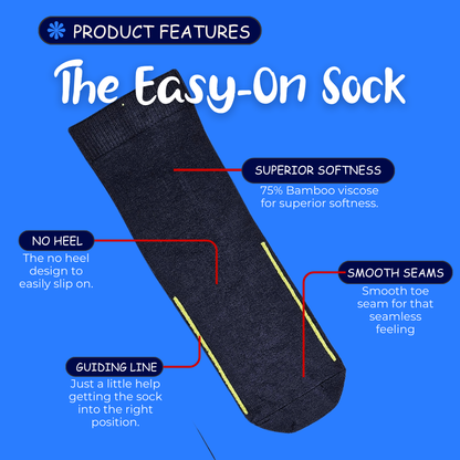 Seamless Feel Easy-on Socks with Guiding Line Navy (Pack of 5)