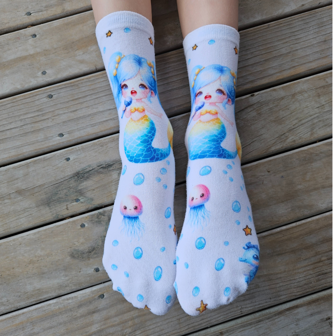 Seamless Feel Printed Sensory Socks Mermaid (Pack of 5)