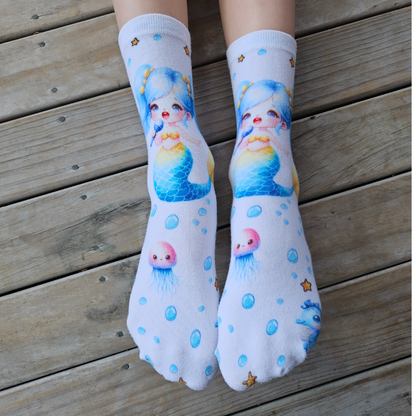 Seamless Feel Printed Sensory Socks Mermaid (Pack of 5)