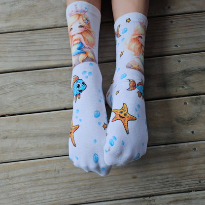 Seamless Feel Printed Sensory Socks Mermaid (Pack of 5)