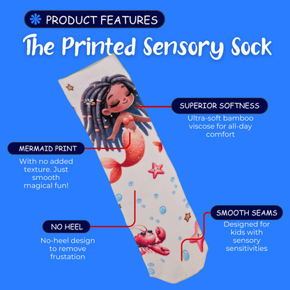 Seamless Feel Printed Sensory Socks Mermaid (Pack of 5)