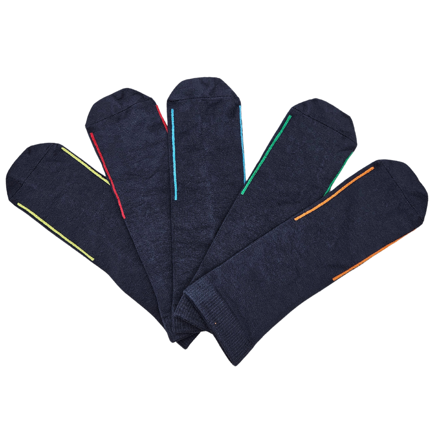 Seamless Feel Easy-on Socks with Guiding Line Navy (Pack of 5)