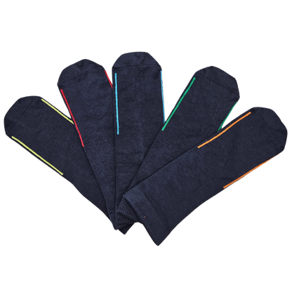 Seamless Feel Easy-on Socks with Guiding Line Navy (Pack of 5)