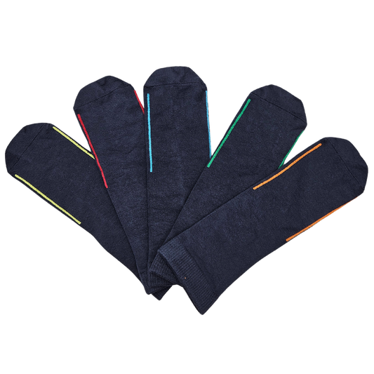 Seamless Feel Easy-on Socks with Guiding Line Navy (Pack of 5)