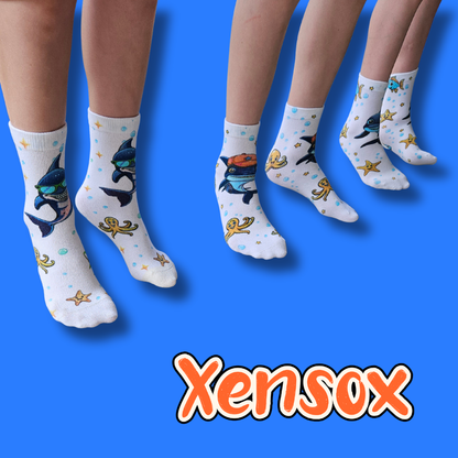 Seamless Feel Printed Sensory Socks Shark (Pack of 5)