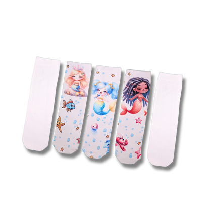 Seamless Feel Printed Sensory Socks Mermaid (Pack of 5)
