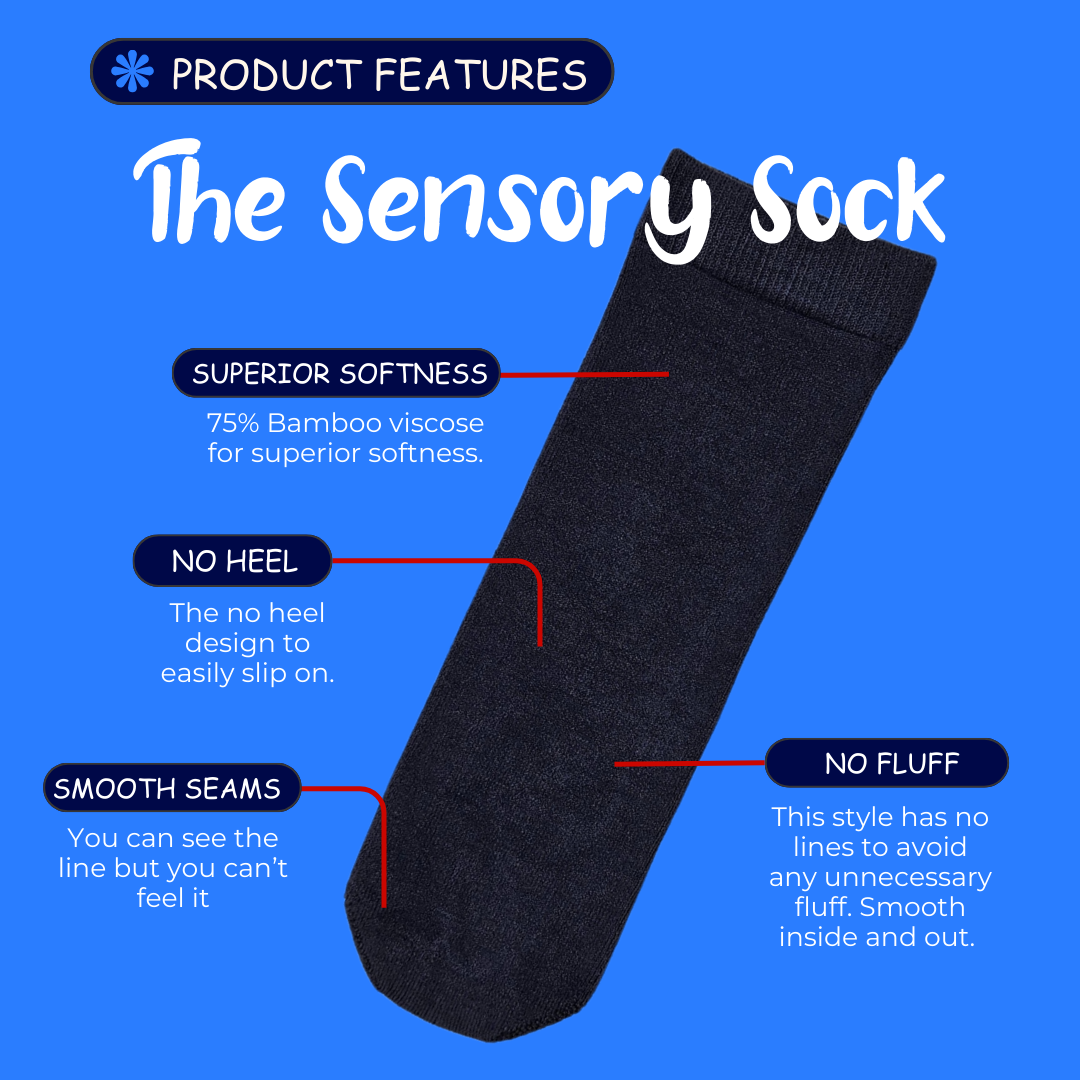 Seamless Feel Sensory Socks in Navy (Pack of 5)